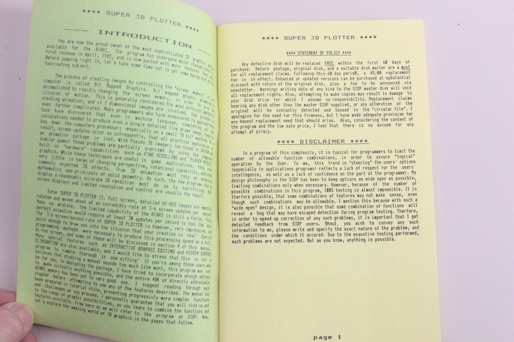 Atari Elfin Magic Super 3D Plotter II Program Randolph Constan 1985