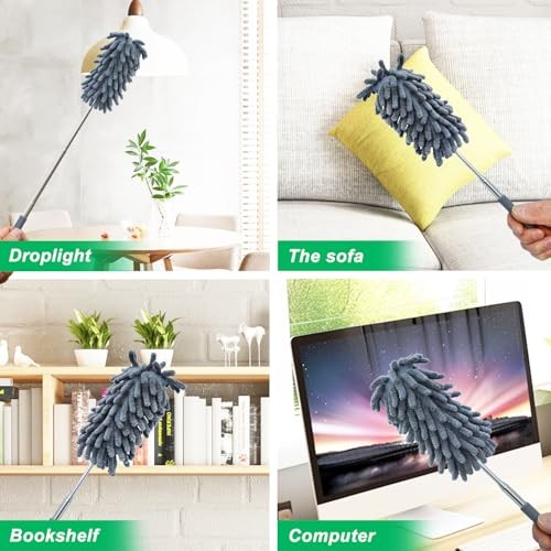 2 Pack Microfiber Duster for Cleaning, Washable Dusters, Extendable Pole, Up