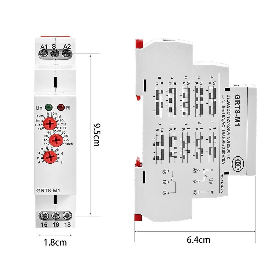 Multifunction Time Relay DIN AC/DC 12V to 240V Timer Off On Delay Pulse interval