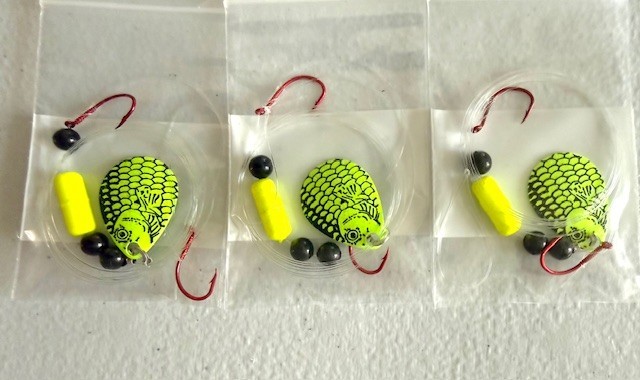 SUZIES SPINNERS-Walleye Crawler Harness 30 Pack 2 Hook Floater #3 Colorado Blade