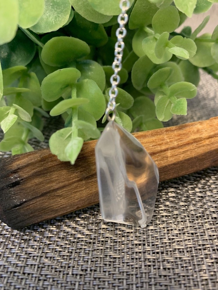 Glass Pendulum with Silver Chain Dowsing, amplifying, restore focus & transform