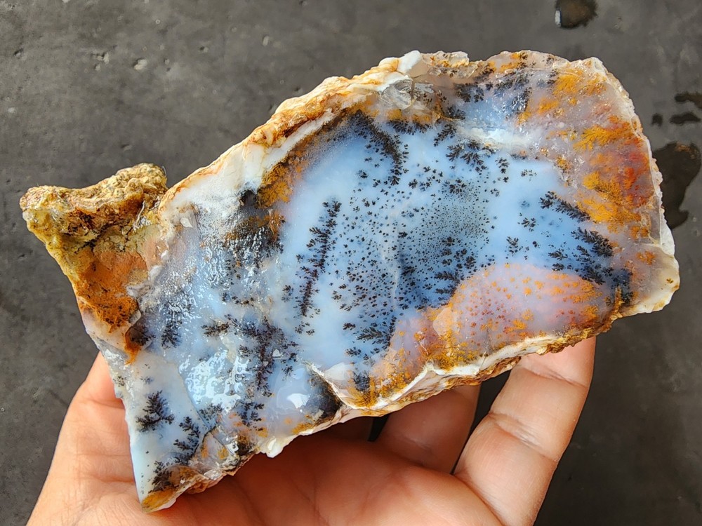 31.85 oz (903 gr) Bluish Dendritic Opal Agate, Dendritic Opal, Dendritic Agate