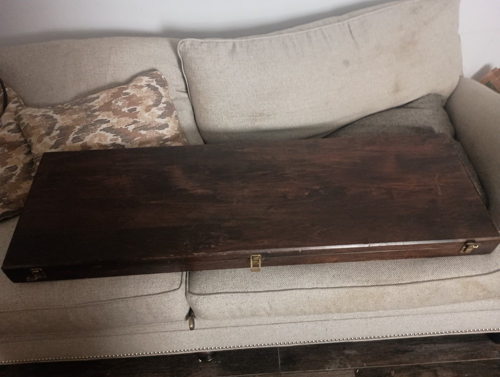 Gun Display Hardwood Case, Solid Construction And Storage. 48" Inches Long