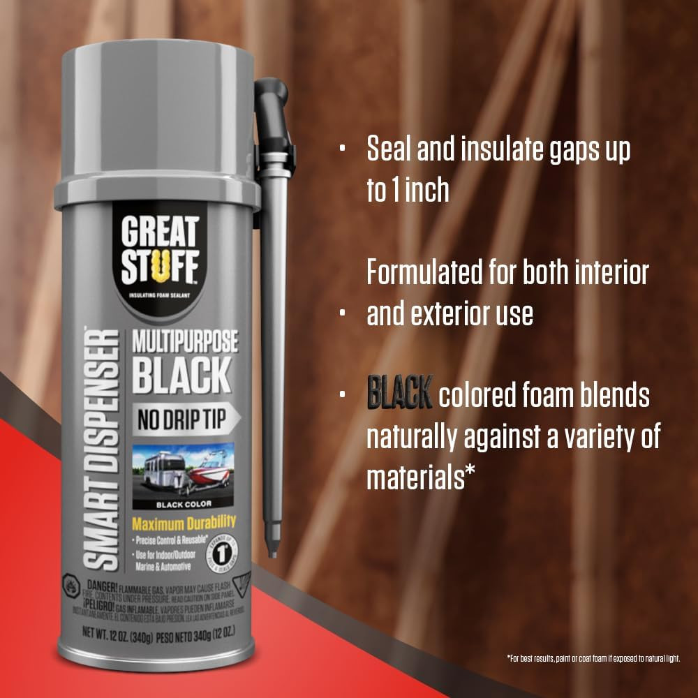 Great Stuff 99112876 Smart Dispenser Multipurpose Black, 12 Oz.