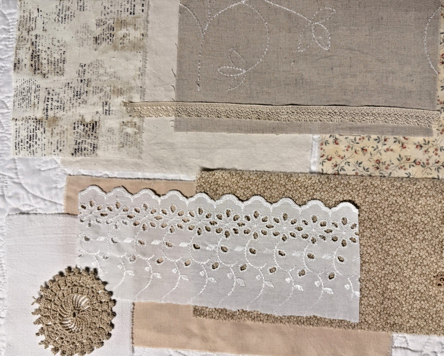 Slow Stitch Maker Neutrals Bundle – Vintage Fabric & Lace
