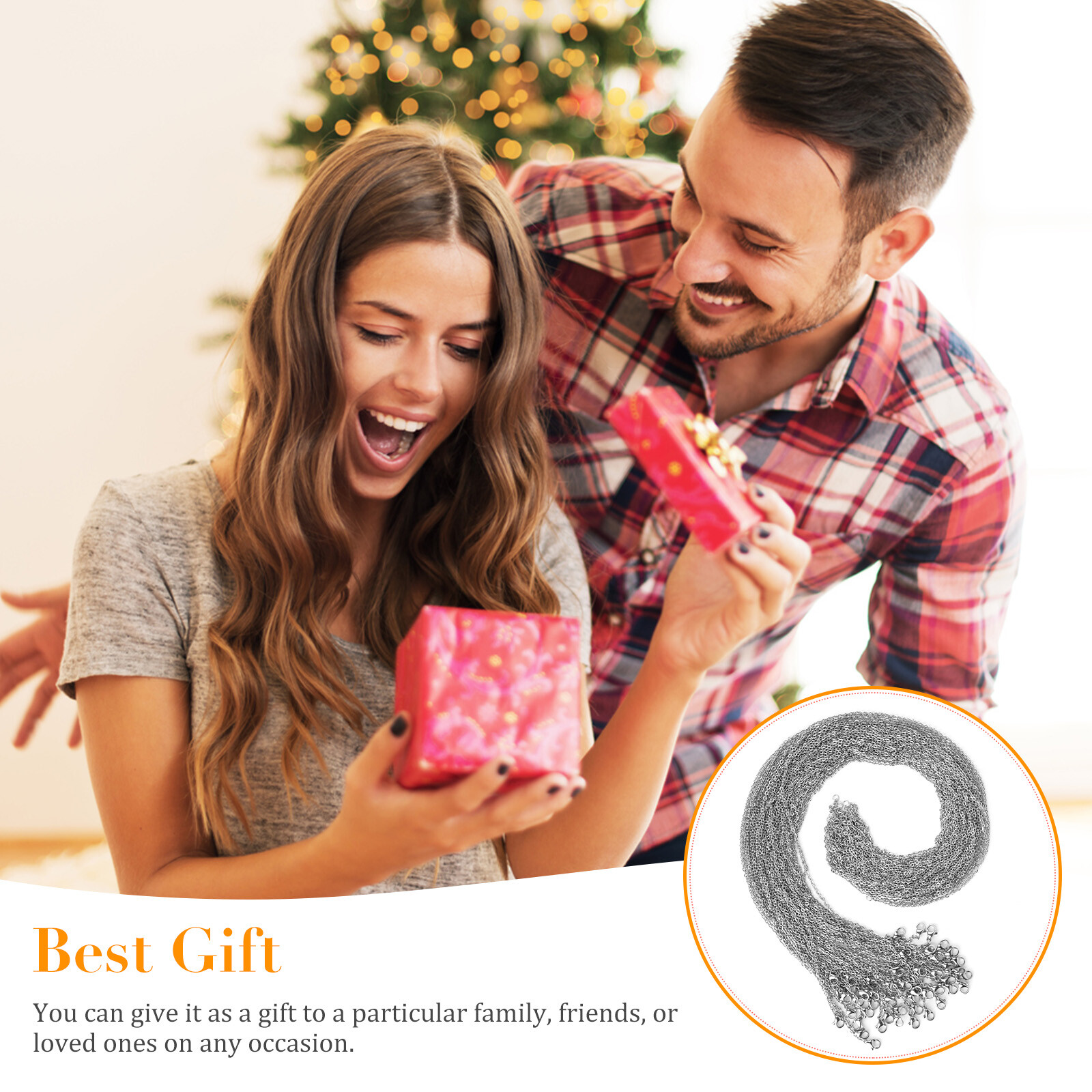 50pcs/lot Stainless Steel Silver Tone Chain Necklace for DIY Jewelry Making Gift