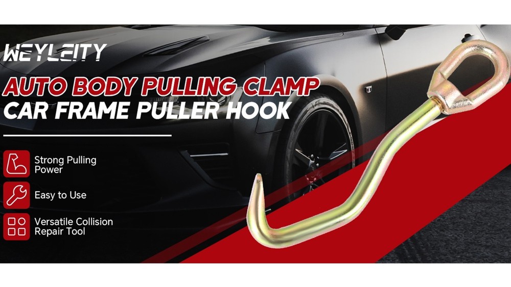 Auto Body Pulling Clamp & Frame Puller Hook | Dent Repair Tool with Swivel Head