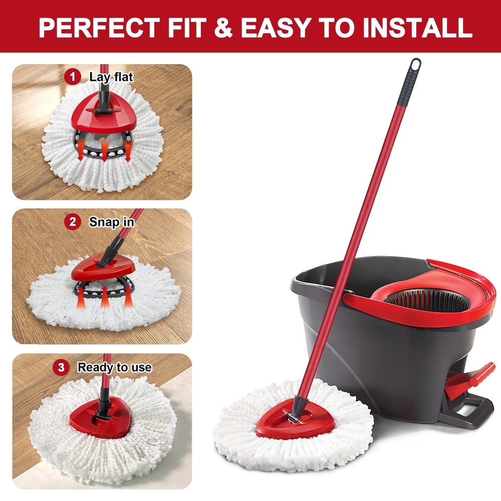 4 Pack Mop Heads Replacements for O-Ceda Easy Wrin Spin System, Microfiber Re...