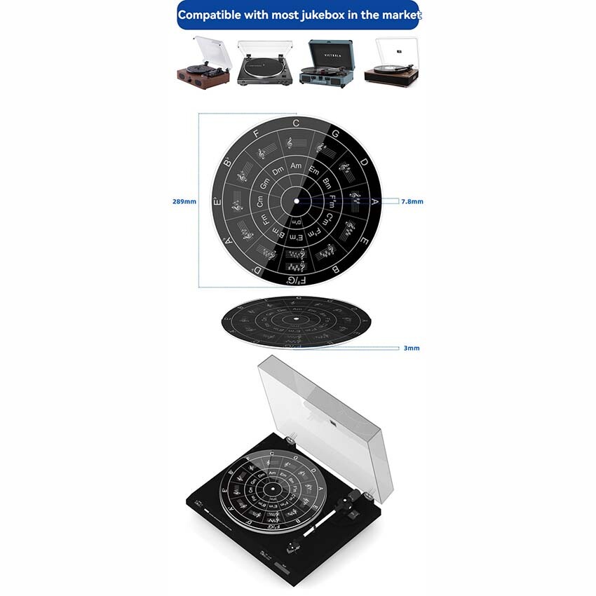 Vinyl Record Gasket Acrylic Five Degree Circle Pattern Music Elements