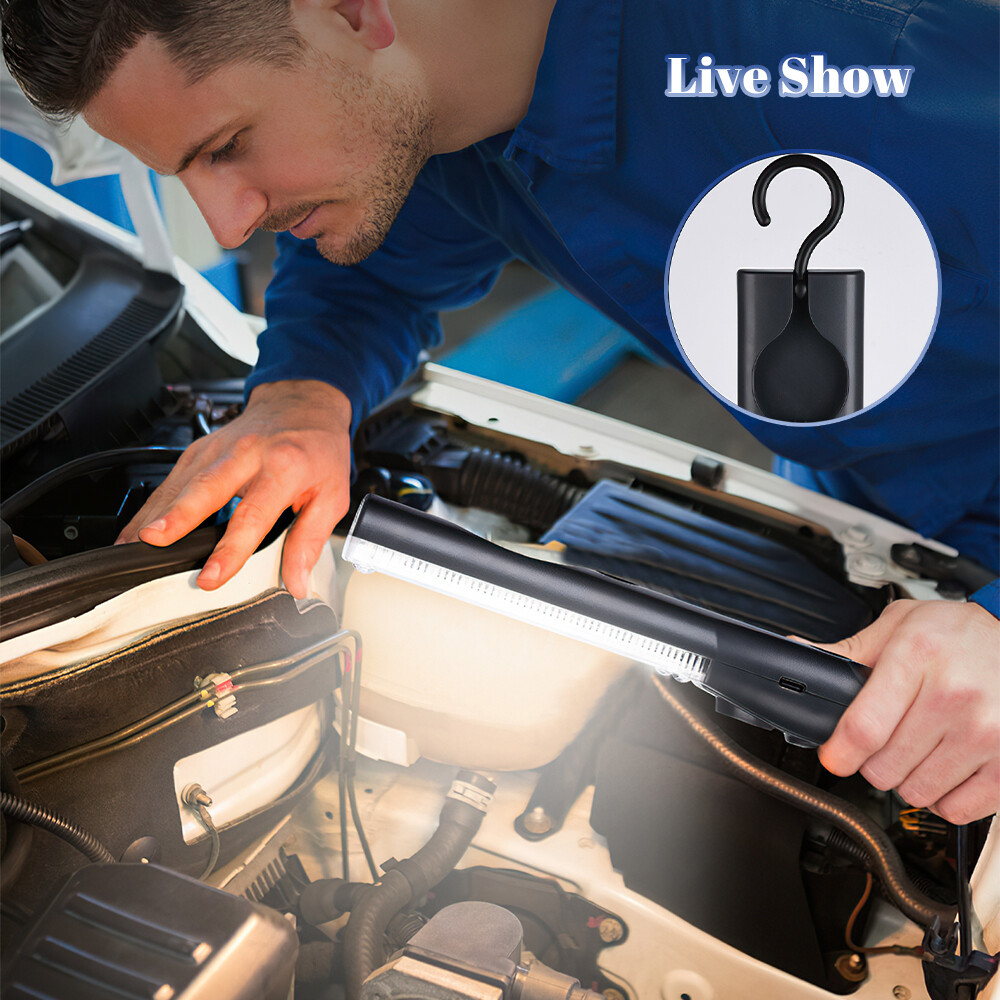 2PCS Rechargeable Work Light Portable LED Magnetic Flashlight & Hanging Hook