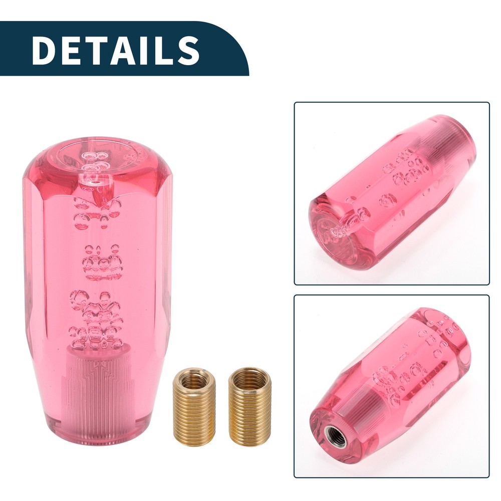 10cm Octagonal Crystal Automatic and Manual Shift Knob with 2 Adapter Pink 1 Set