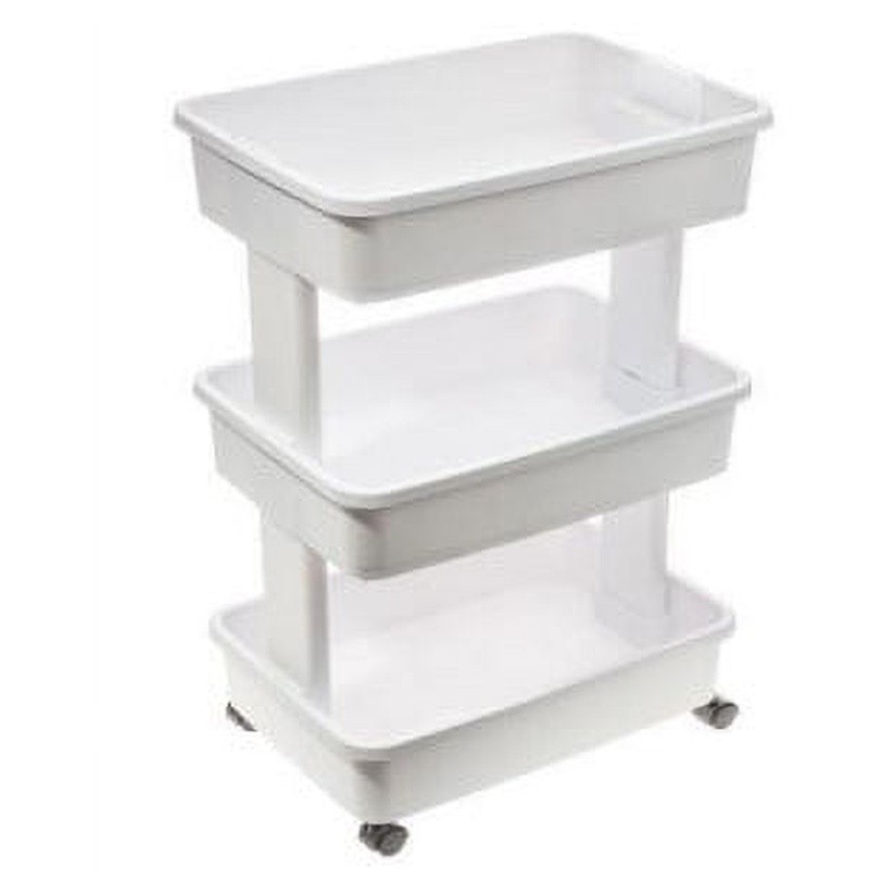 3 Tier Plastic Rolling Laundry Cart Multi Purpose Storage Organizer Mobile Caddy