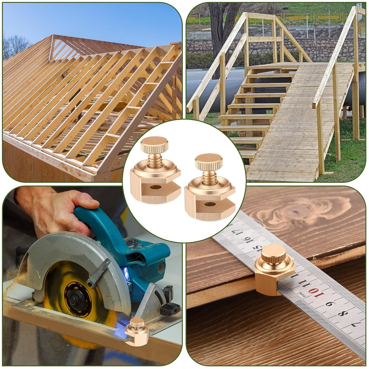 4 Pack Stair Gauge Set for Framing, Layout Tool for Carpentry (Gold)