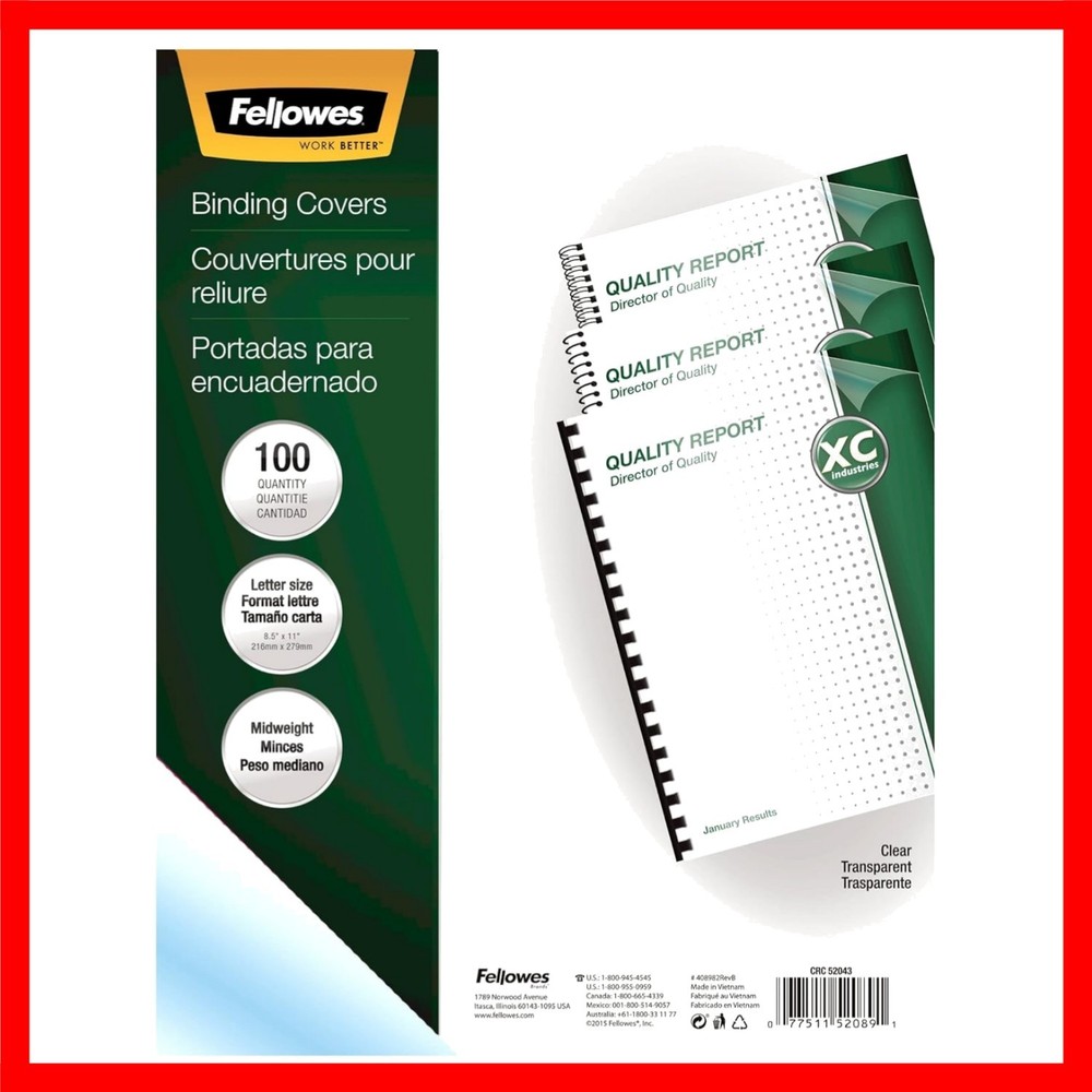 Crystal Clear Binding Presentation Covers, 100 Pack