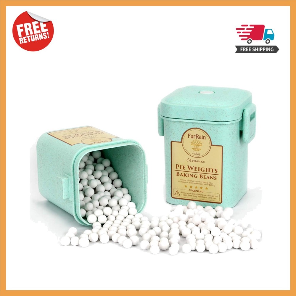 Compact Pie Crust Weights - Reusable Ceramic Baking Beans with Wheat Straw Box