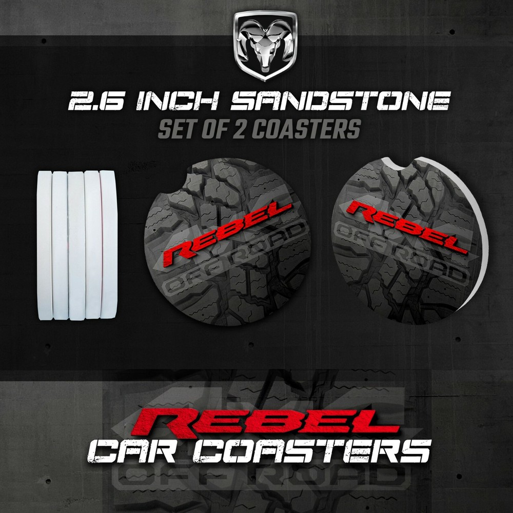 Ram Rebel Car Coasters - Red Logo