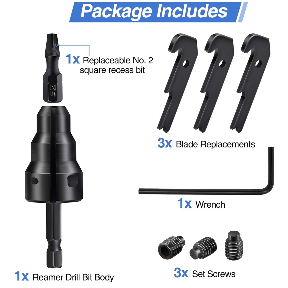 1/2'' 3/4'' Power Conduit Reamer Tools Kit Includes 3 Reamer Replacement Blades