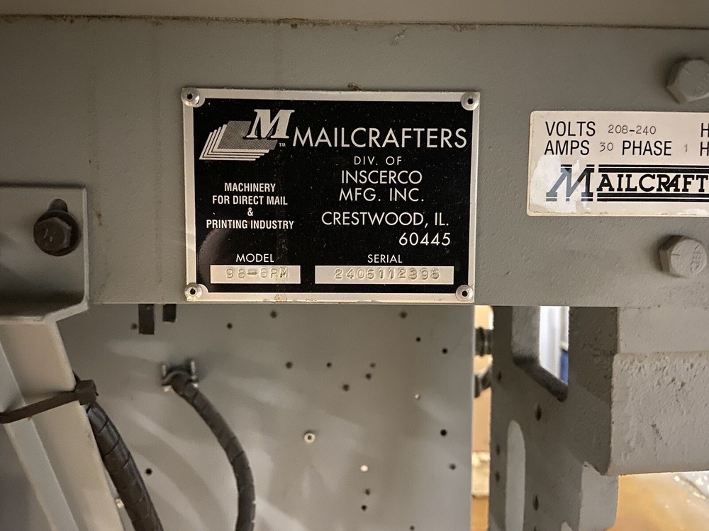 Mailcrafter Edge 9800 Inserter Low Hours!!!
