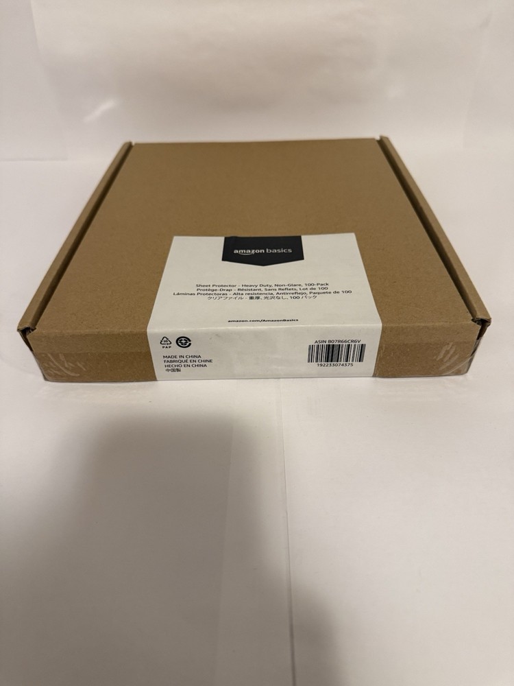 Amazon Basics Heavy Duty Non-Glare Sheet Protector for Documents 100 Pack Clear