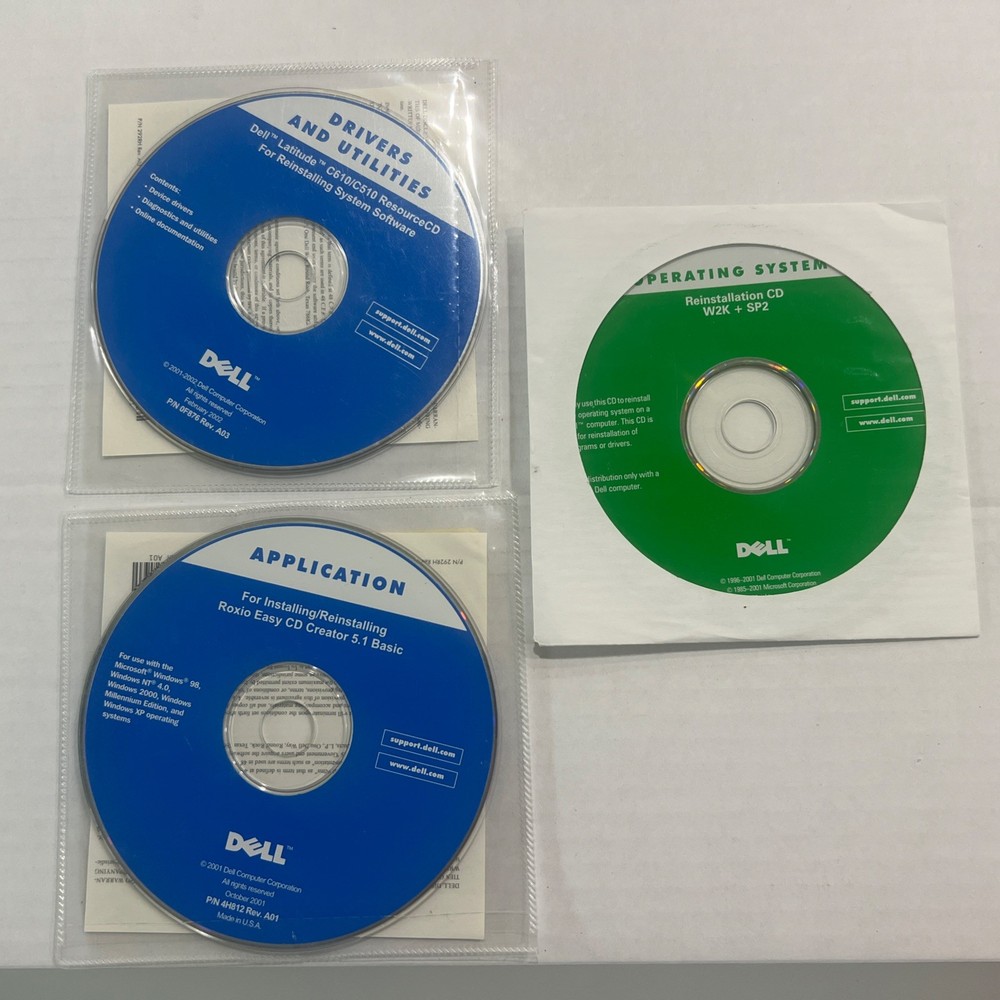Dell Reinstallation Disk Drivers & Utilities, Roxio Easy CD Creator 5.1 Basic, +