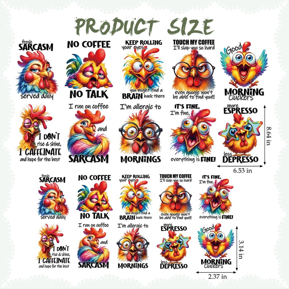 Dazoratix Sarcasm Iron on Transfers - 20 Sheets Sarcastic 20 Sheets, Mutil