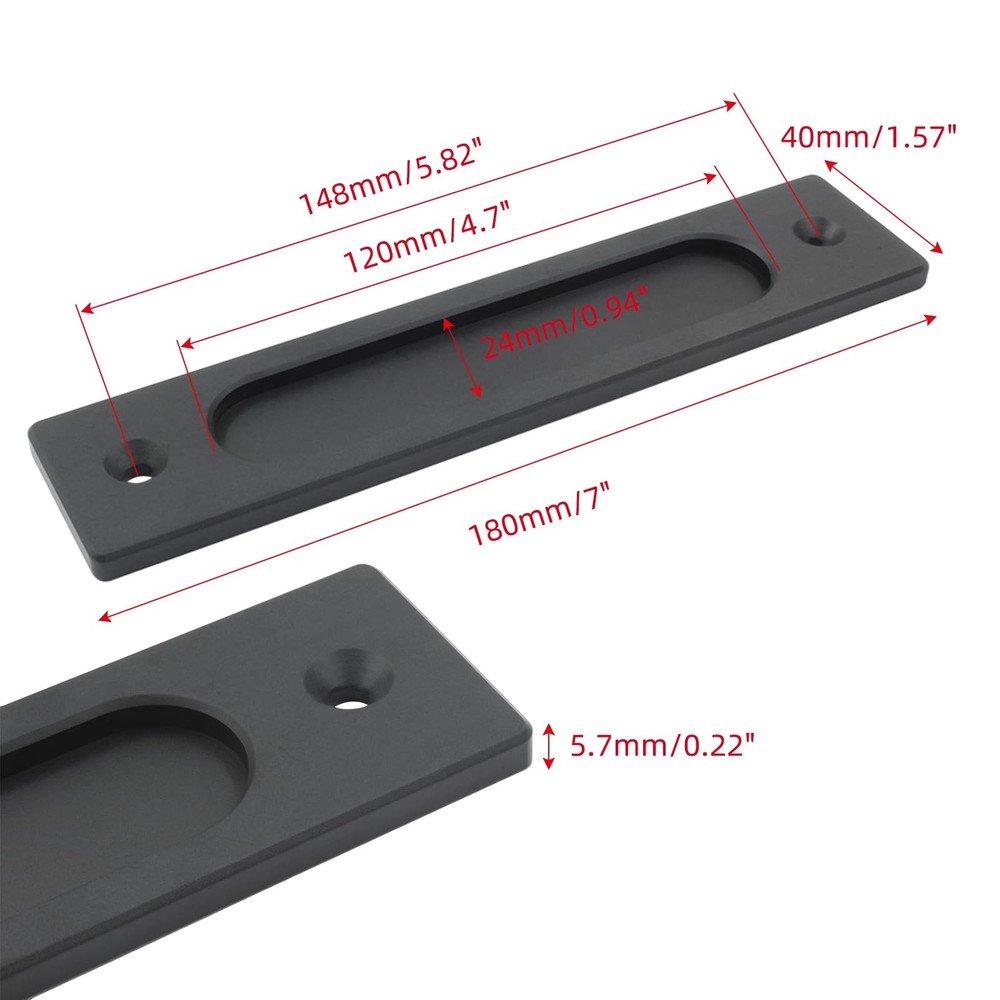 7 Inch Flush Pull Rectangular Finger Pulls Recessed Barn Door Handle Sliding