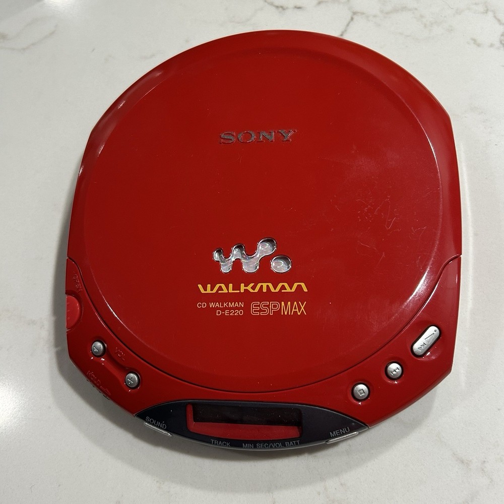 RARE RED Sony CD Walkman D-E220 Portable CD Player ESP MAX Tested