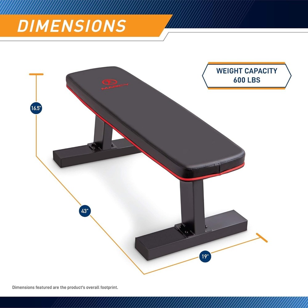 Space-Saving Low-Profile Weight Bench - 600 Lbs Max, Versatile for All Workouts
