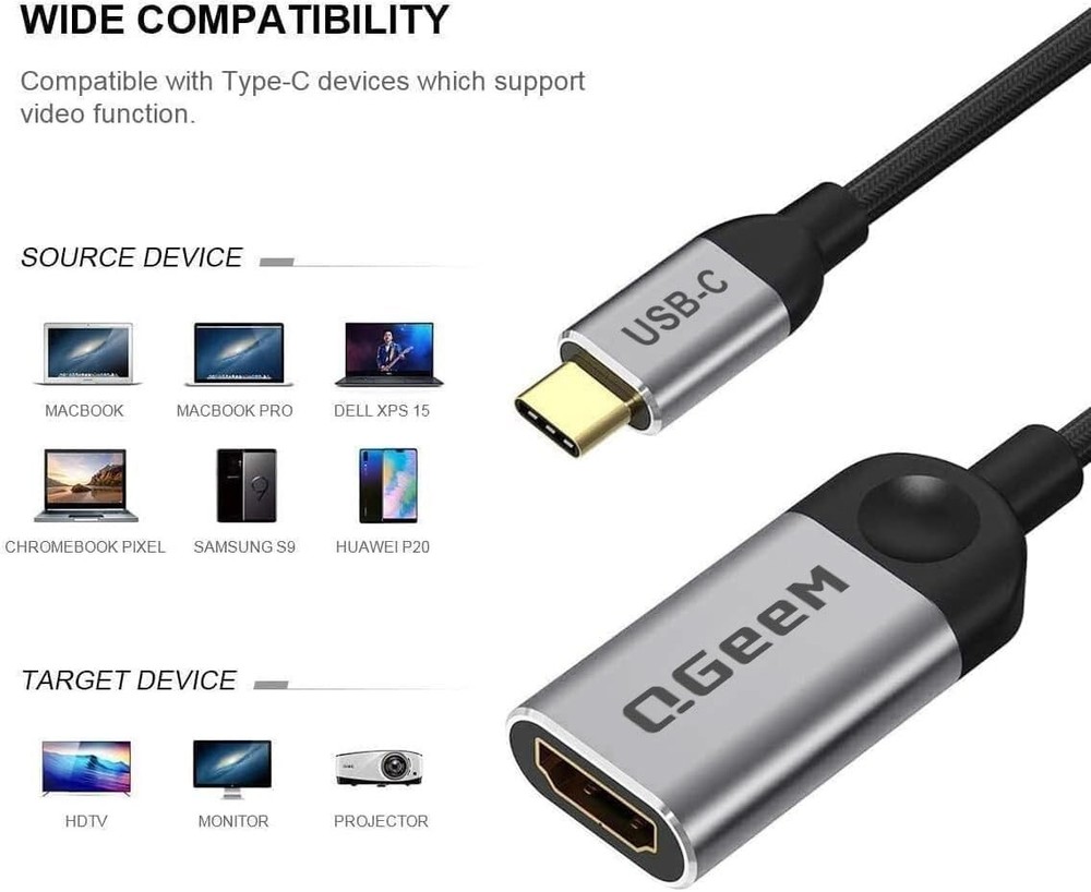QGeeM USB C to HDMI Adapter 4K Cable