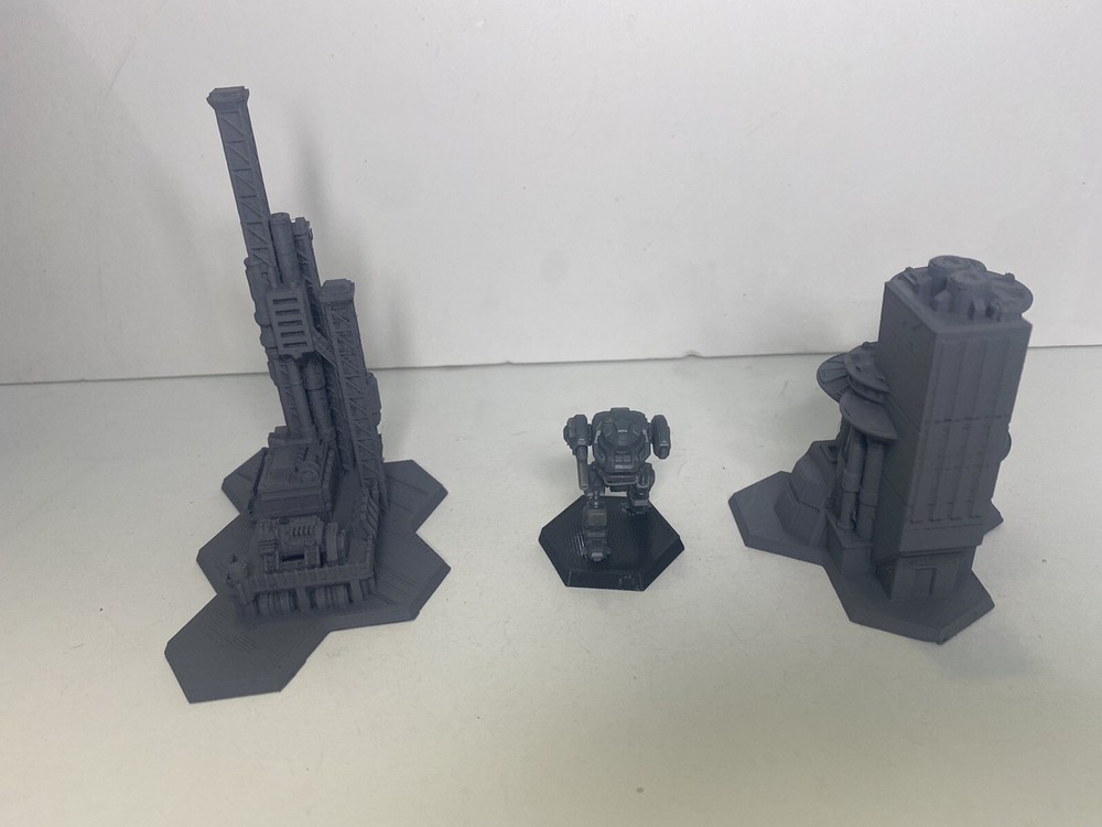 Small Sci-Fi Building with Hex Base x2, Tabletop War Game Terrain Battletech
