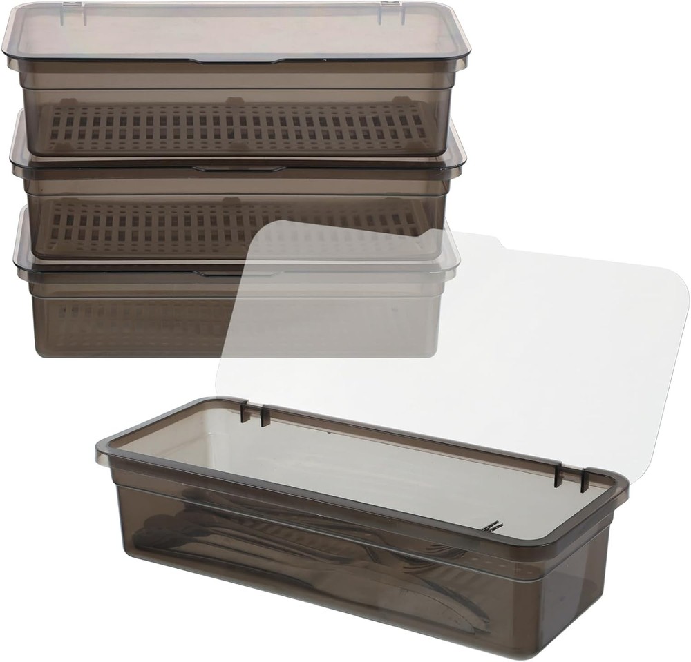 Flatware Tray with Lid and Drainer, Lar Plastic Sierware