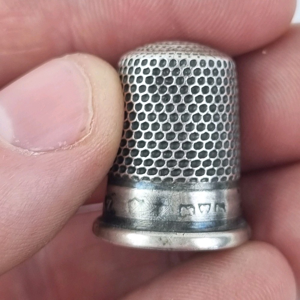 Antique Solid Silver Thimble Chester Hallmarks Rubbed