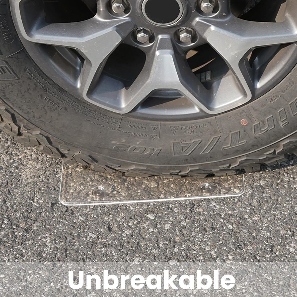 2Pcs Unbreakable License Plate Covers+Frames Auto Tag Shield Protector Gray