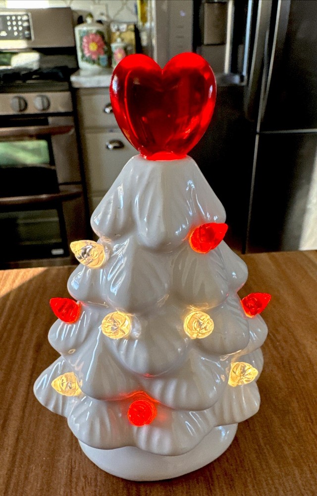 Light Up Ceramic Mini Valentine’s Day Christmas Tree 4.7”