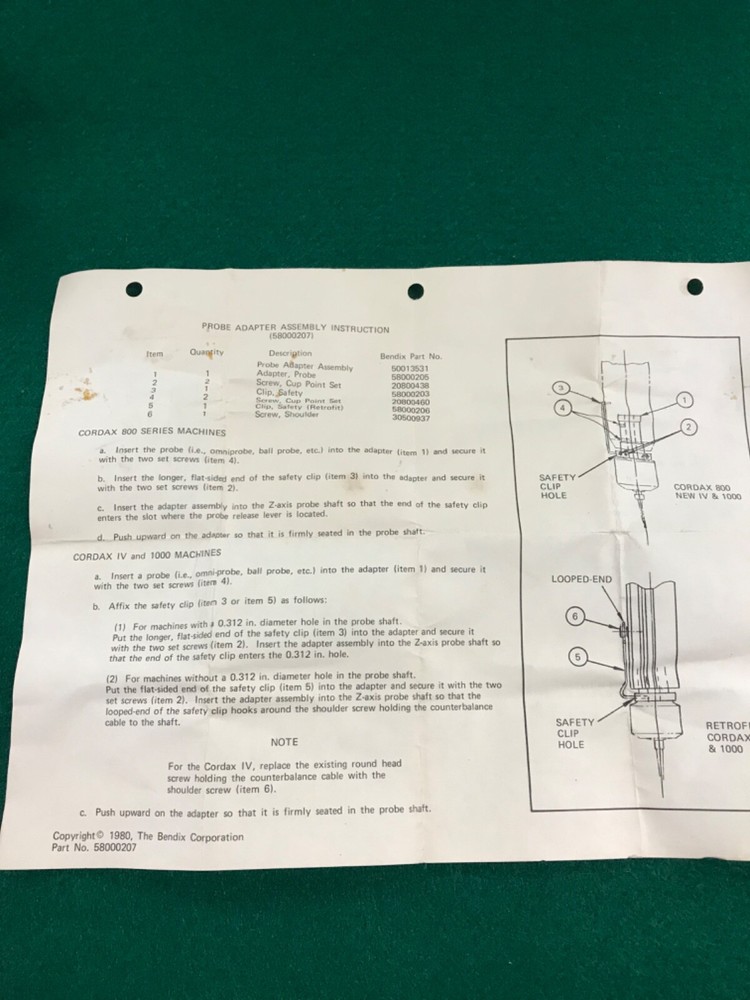BENDIX Probe Adapter Assembly - P/N 58000207