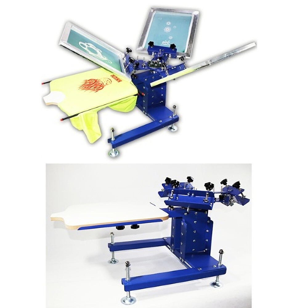 3 Color 1 Station Single Rotating Screen Printing Press Height&Width Adjustable