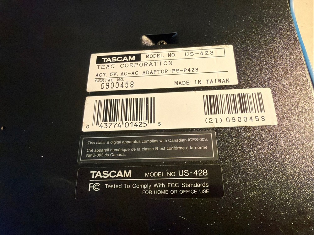 Tascam US-428 Digital Audio MIDI Controller 4-Channel USB Mixer - Untested