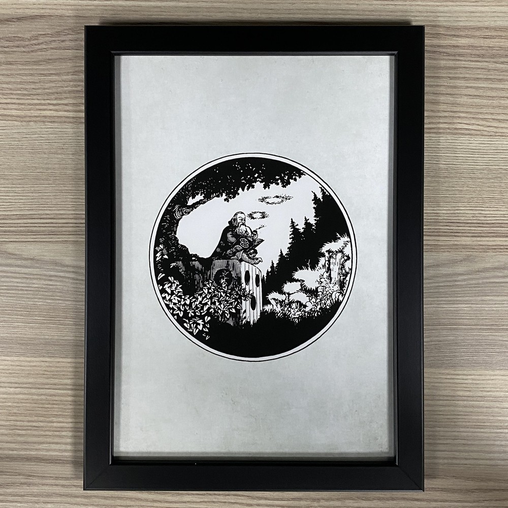 SMOKING WIZARD FRAMED ART. DUNGEONS & DRAGONS, D&D