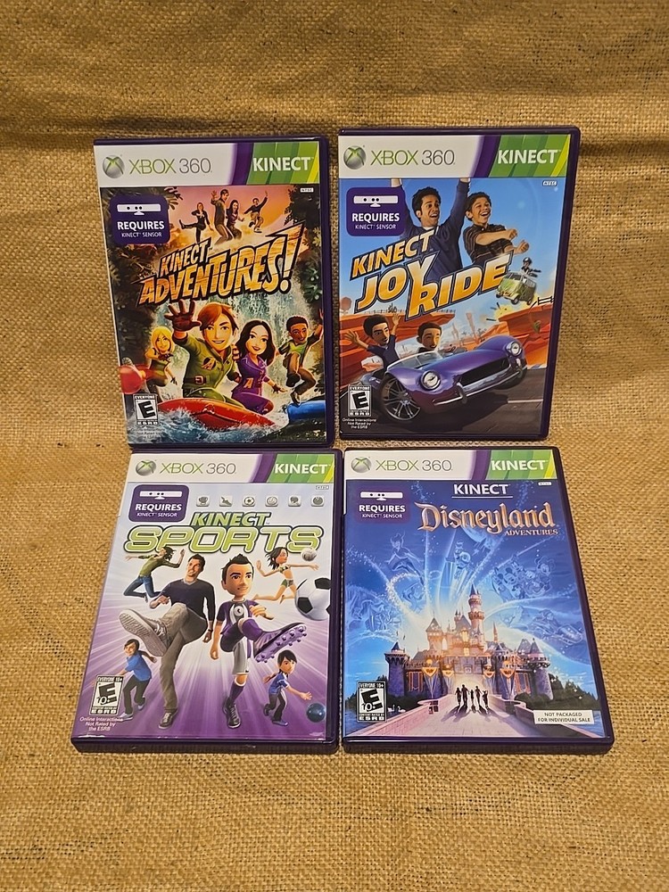 2 Xbox 360 Kinect Sensor Bundle Lot With 4 Games Power Cord 1429 "Untested"