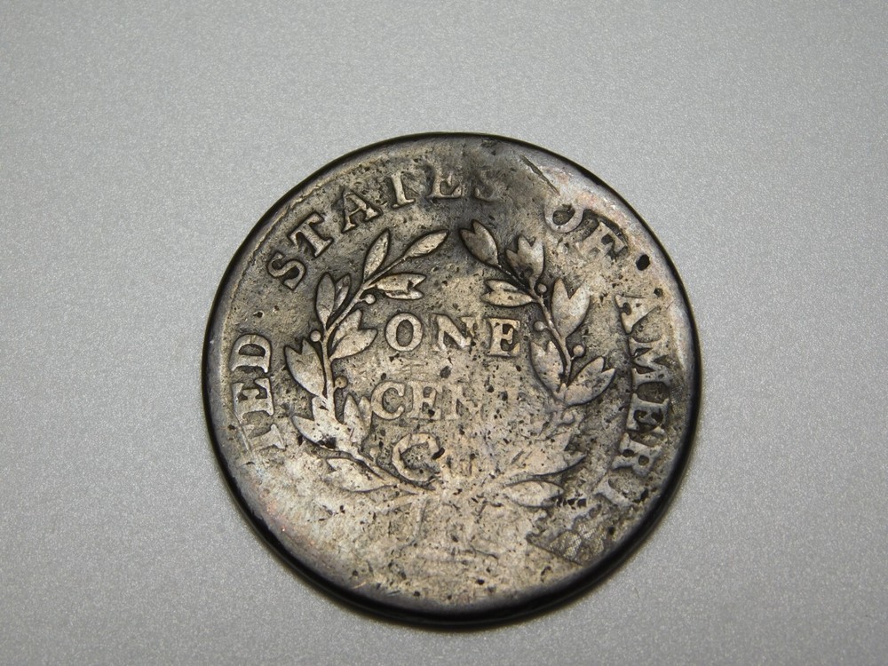 VINTAGE US COPPER COINS 1800 DRAPED BUST LARGE CENT *BENT