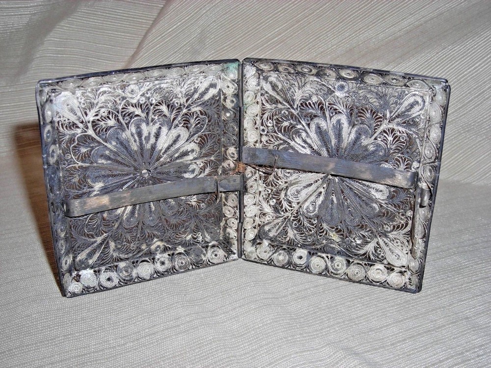 Vintage Solid Silver Ornate Filigree Designed Cigarette Case Card Case