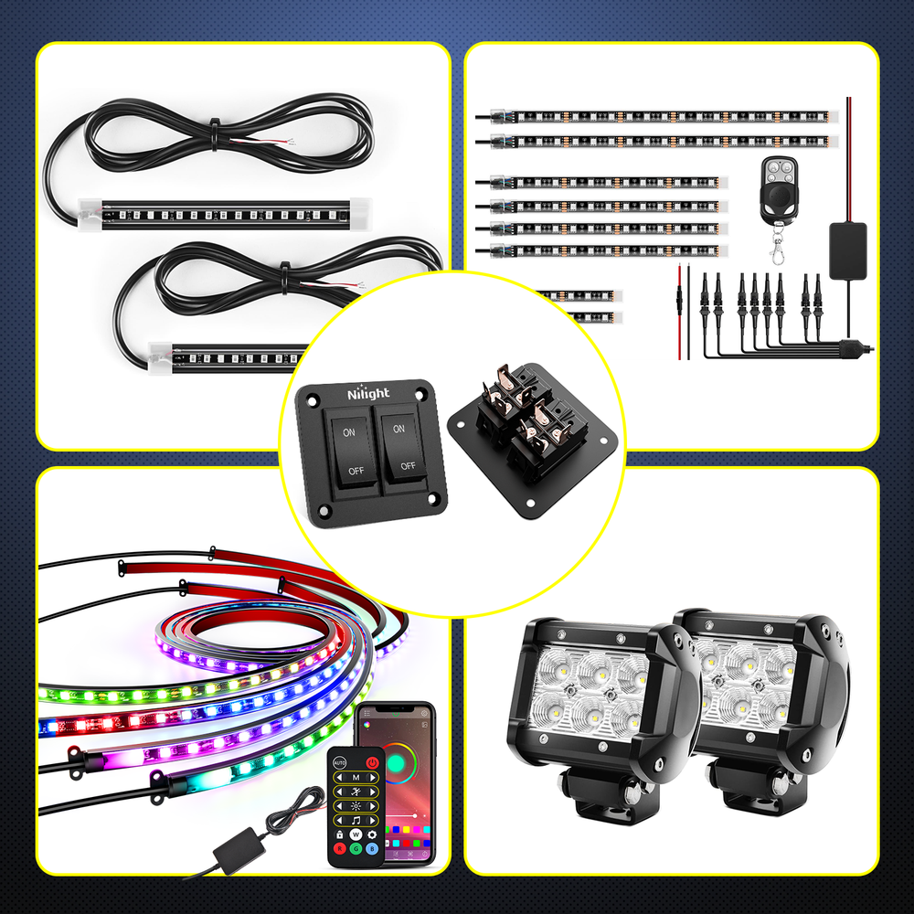 Nilight 2 Gang ON-Off Switch Panel 12V 20A 4 PIN DPST Toggle Switch