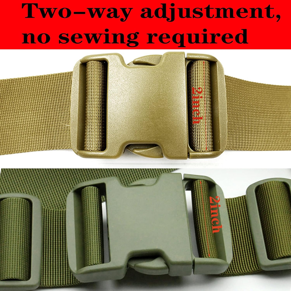 Dual Adjustable Quick Side Release Buckles Clips Snaps, Extra Thick Military Gra