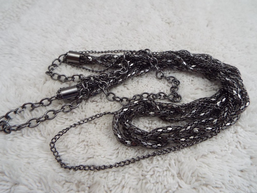 Gunmetal Mesh Chain Necklace (H1)