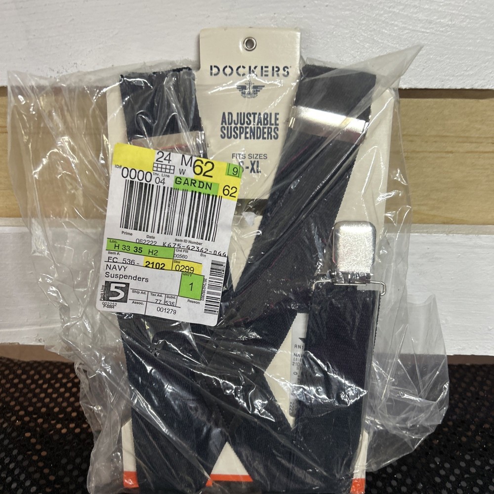 New Dockers Adjustable Elastic Solid Suspenders • Navy • Small-XLarge