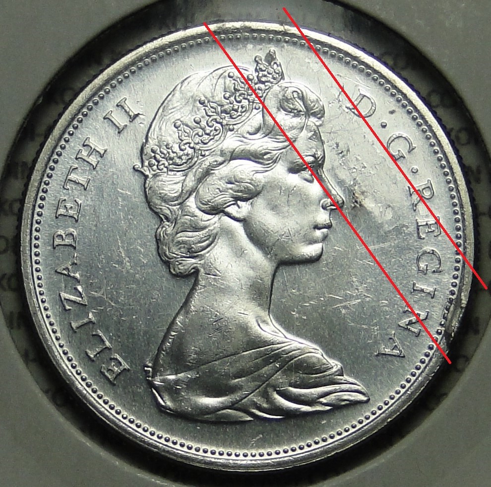 *ERROR*Planchet cracking*UNC Canada 1965 50c silver coin
