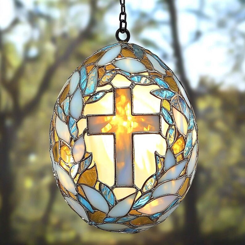 Cross Leaf Acrylic Suncatcher Easter Window Decor