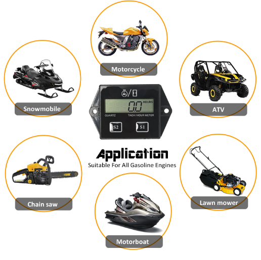 Motorcycle LCD Digital Display Speed Time Motorboat Engine Electronic Tachometer