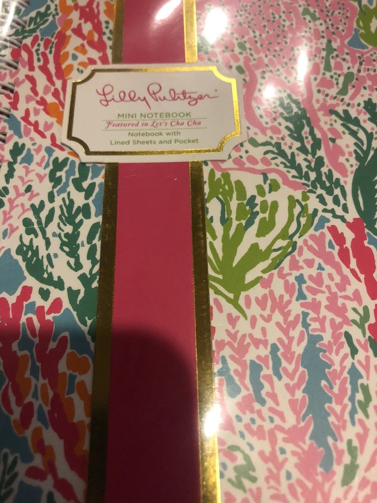 NWT Lilly Pulitzer Mini Notebook Lined Sheets Pockets in Let's Cha Cha School