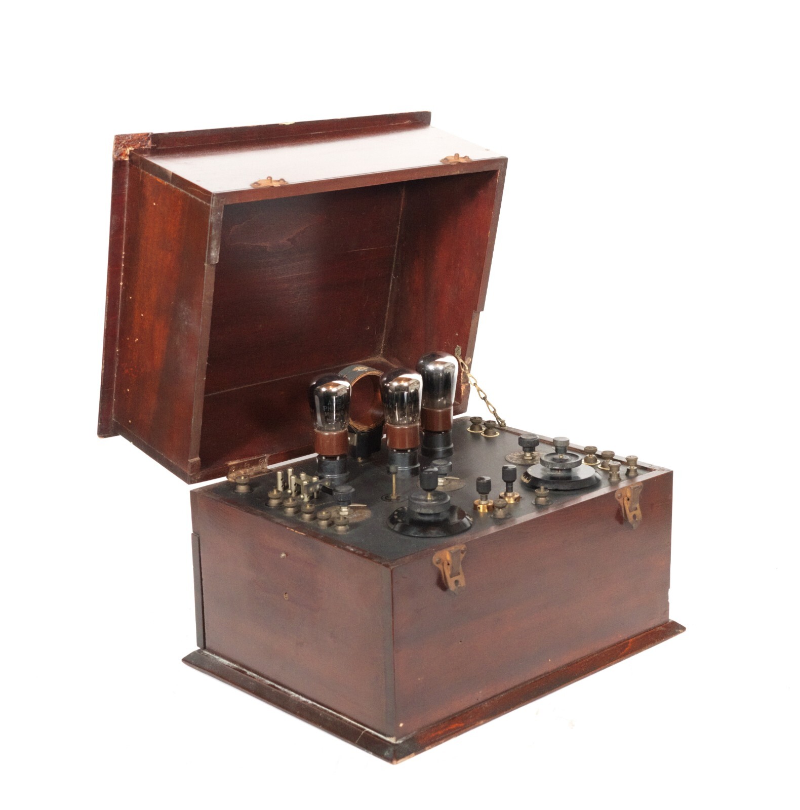 Ca. 1923-24 AJS Pattern 3-Valve Receiving Set w/Exposed Tubes & Plug-In Coil